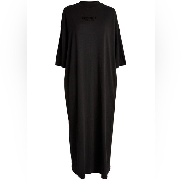 NWT Fear of God Essentials Super Oversized Black T-Shirt Dress with Pockets Sz L - Picture 2 of 9